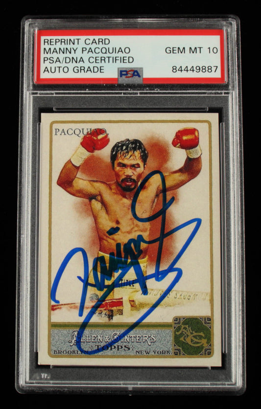 Manny Pacquiao Signed 2011 Topps Allen and Ginter #262 - Autograph Graded PSA 10 - Rookie Reprint Card