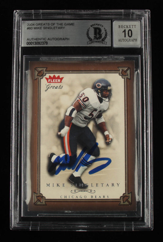 Mike Singletary Signed 2004 Greats of the Game #60 - Autograph Graded Beckett (BGS) 10