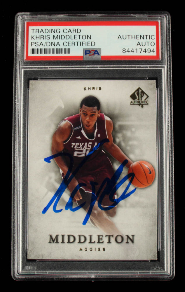 Khris Middleton Signed 2012-13 SP Authentic #35 (PSA Encapsulated) Rookie Card