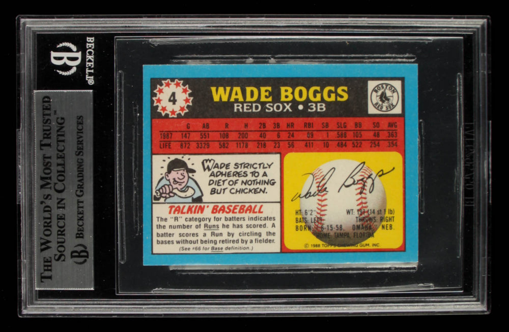 Wade Boggs Signed 1988 Topps UK Minis #4 (BGS)