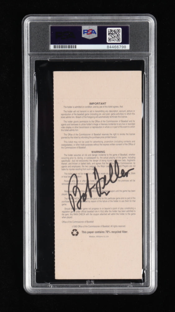 Nolan Ryan & Bob Feller Signed 1993 All-Star Game Ticket - Autograph Graded (PSA) 10