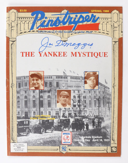 Joe DiMaggio Signed 1988 Pinstriper Magazine (JSA ALOA)