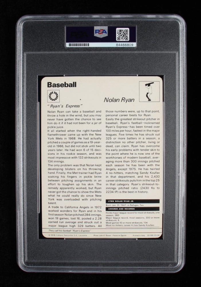 Nolan Ryan Signed 1977-79 Sportscaster Series 23 #2304 - Autograph Graded (PSA) 10