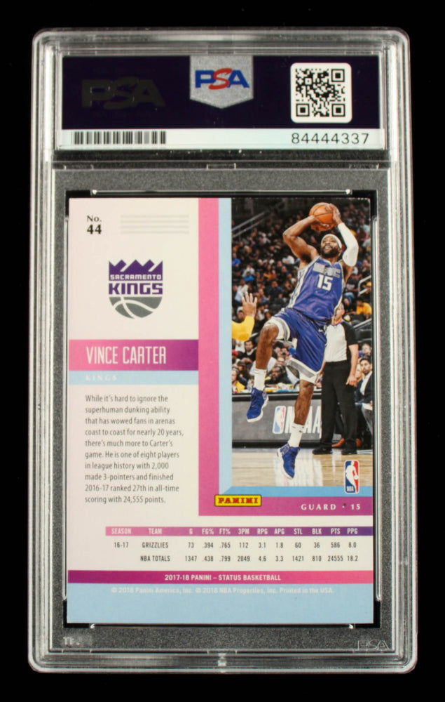 Vince Carter Signed 2017-18 Panini Status #44 (PSA Encapsulated)