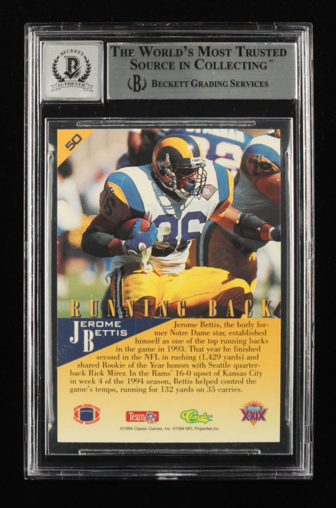 Jerome Bettis Signed 1994 Classic NFL Experience #50 - Autograph Graded Beckett (BGS) 10