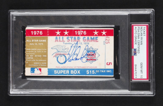 Nolan Ryan Signed 1976 MLB All-Star Game Ticket Stub - Autograph Graded (PSA) 10