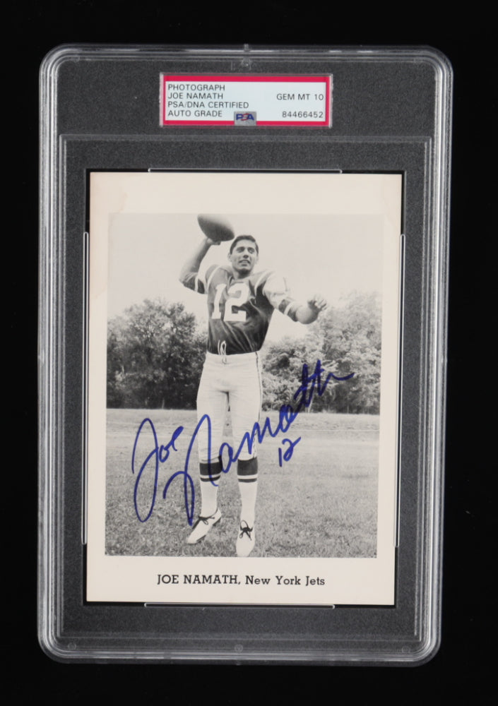 Joe Namath Signed 1965-66 Jets Team Issue 5x7 #4 - Autograph Graded PSA 10 - Rookie Card