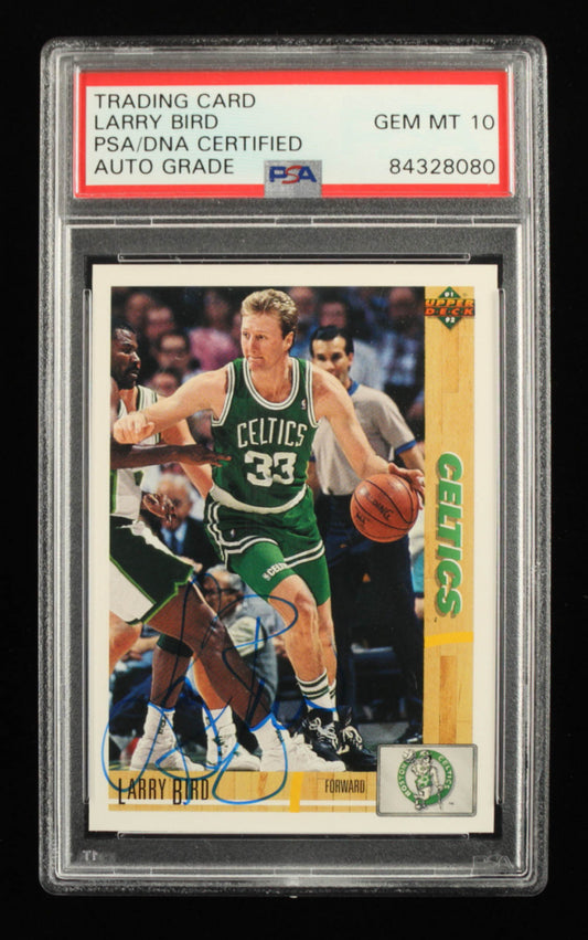 Larry Bird Signed 1991-92 Upper Deck #344 - Autograph Grade PSA 10