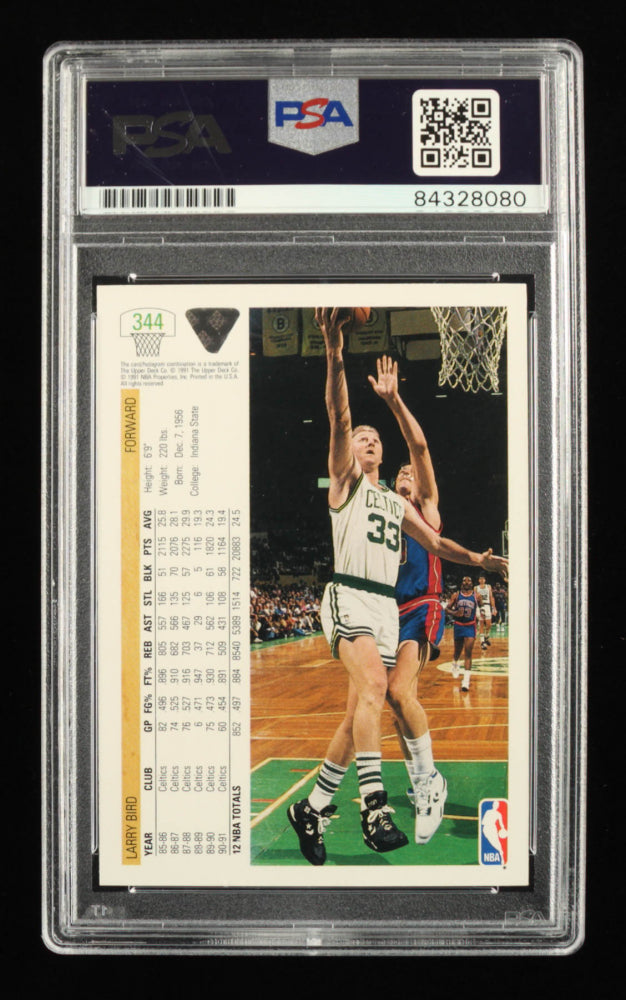 Larry Bird Signed 1991-92 Upper Deck #344 - Autograph Grade PSA 10