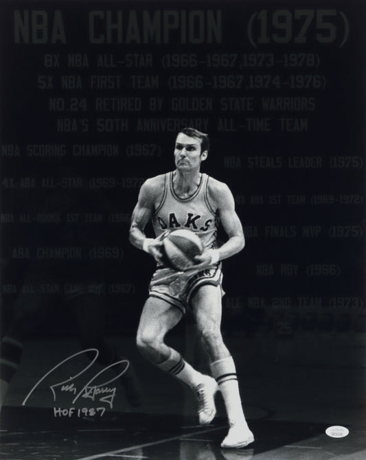 Rick Barry Signed Oaks 16x20 Photo Inscribed "HOF 1987" (JSA)