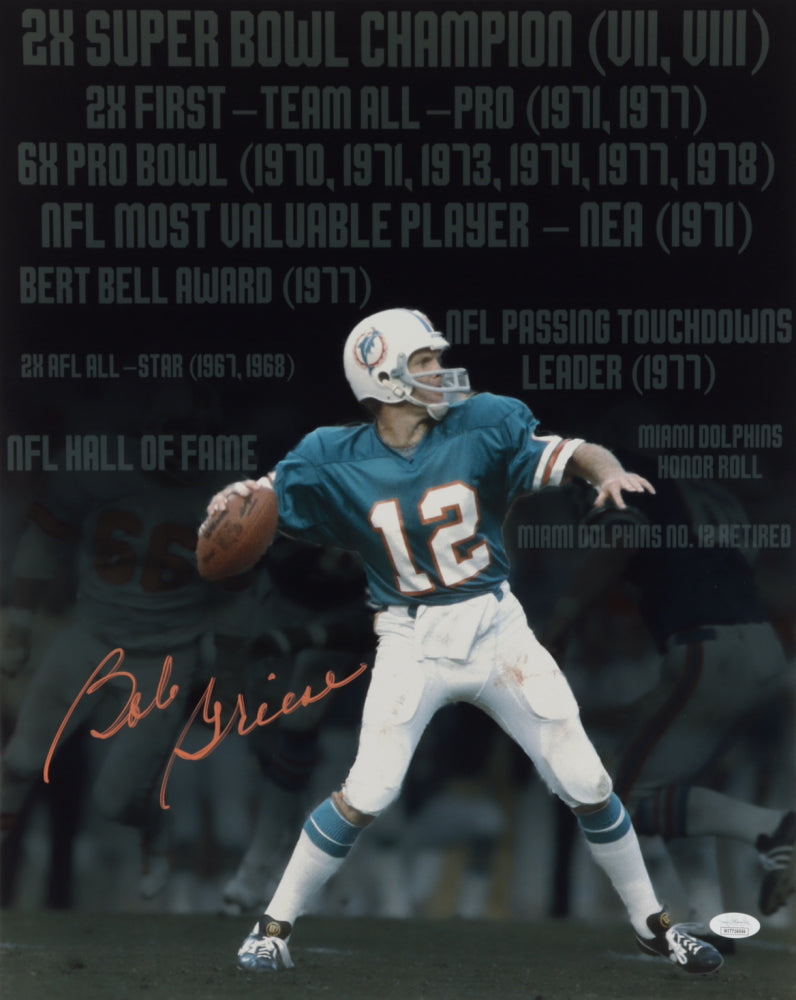 Bob Griese Signed Dolphins 16x20 Photo (JSA)