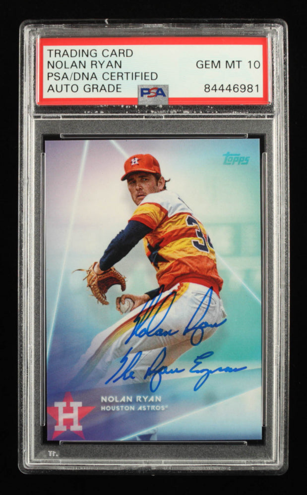 Nolan Ryan Signed 2020 Topps X Steve Aoki Rainbow Foilboard #12 Inscribed "The Ryan Express" - Auto Grade PSA 10