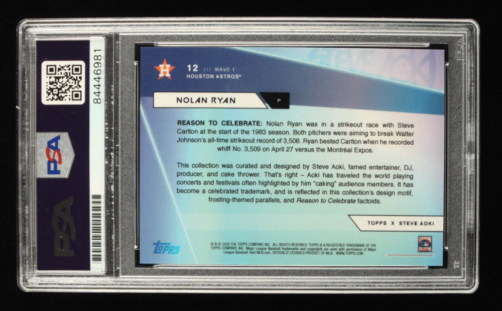 Nolan Ryan Signed 2020 Topps X Steve Aoki Rainbow Foilboard #12 Inscribed "The Ryan Express" - Auto Grade PSA 10