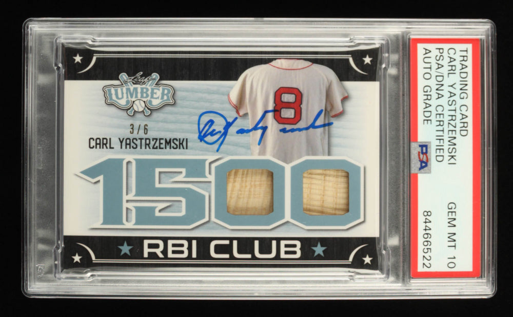 Carl Yastrzemski Signed 2021 Leaf Lumber 1500 RBI Club Platinum #RBI07 Serially Numbered #3 / 6 - Autograph Graded PSA 10