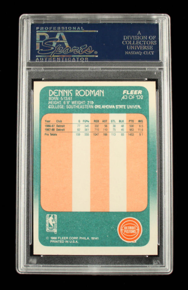 Dennis Rodman Signed 1988-89 Fleer #43 (PSA) - Rookie Card