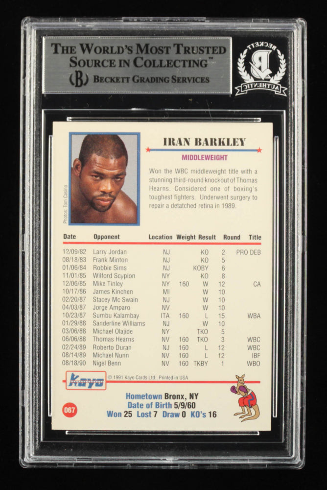 Iran Barkley Signed 1991 Kayo #67 (BGS)