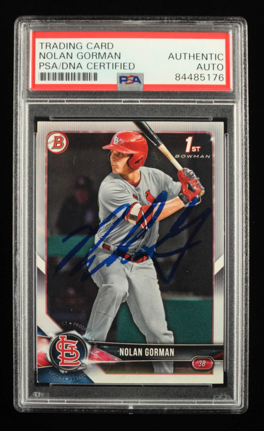 Nolan Gorman signed 2018 Bowman Draft #BD117 (PSA) - Rookie Card
