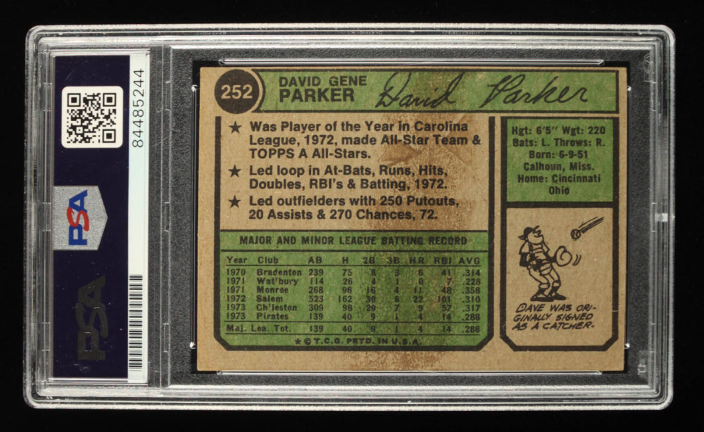 Dave Parker Signed 1974 Topps #252  (PSA) Rookie Card