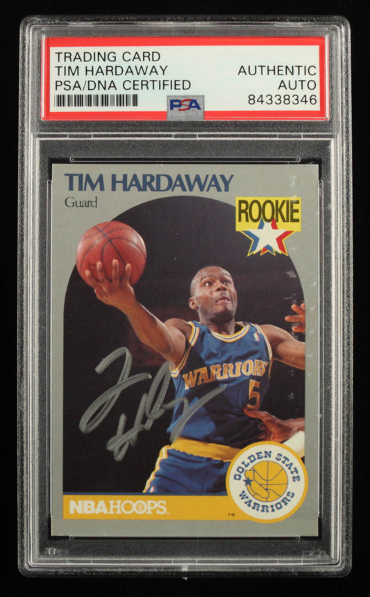 Tim Hardaway Signed 1990-91 Hoops #113  (PSA) Rookie Card