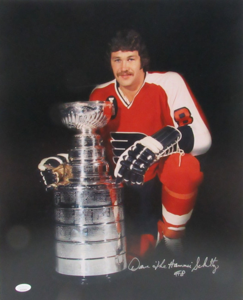 Dave Schultz Signed (JSA) Flyers 16x20 Photo Inscribed "The Hammer"