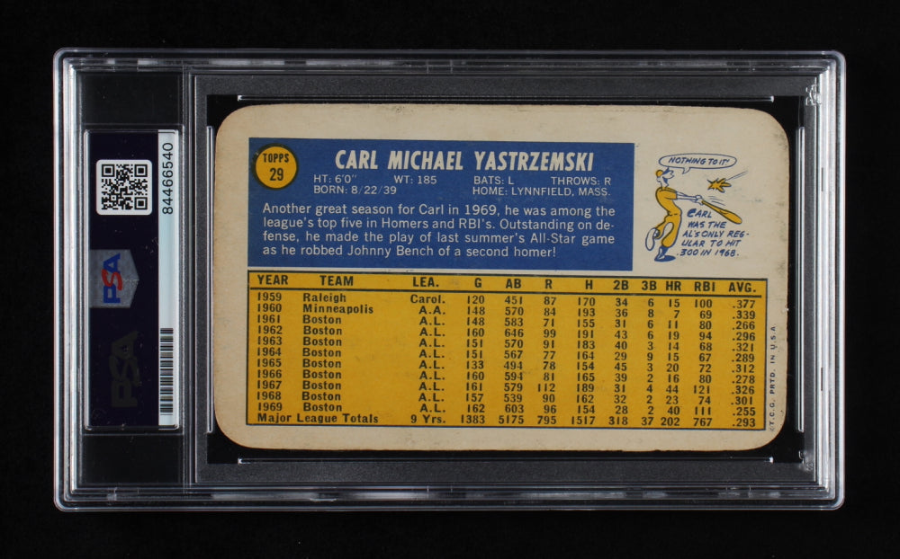 Carl Yastrzemski Signed 1970 Topps Super #29 - Autograph Graded PSA 10