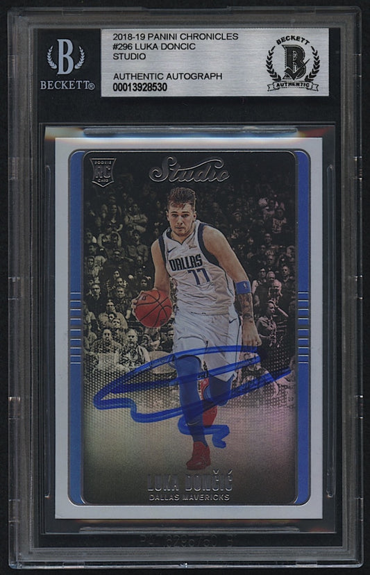 Luka Doncic Signed 2018-19 Panini Chronicles Studio #296 - Hand-Signed Rookie Card (BGS)