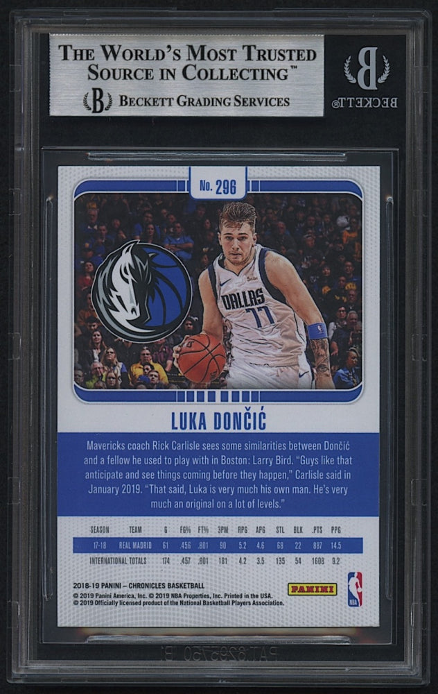 Luka Doncic Signed 2018-19 Panini Chronicles Studio #296 - Hand-Signed Rookie Card (BGS)