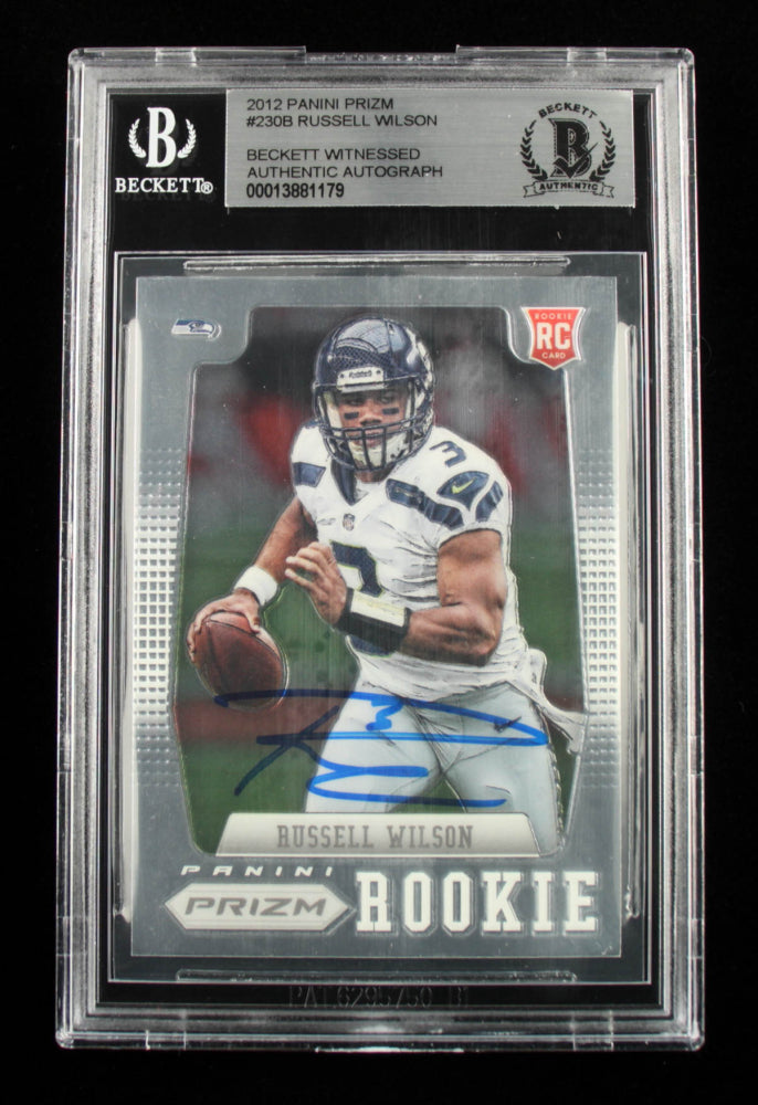 Russell Wilson Signed 2012 Panini Prizm #230B SP (BGS) - Rookie Card