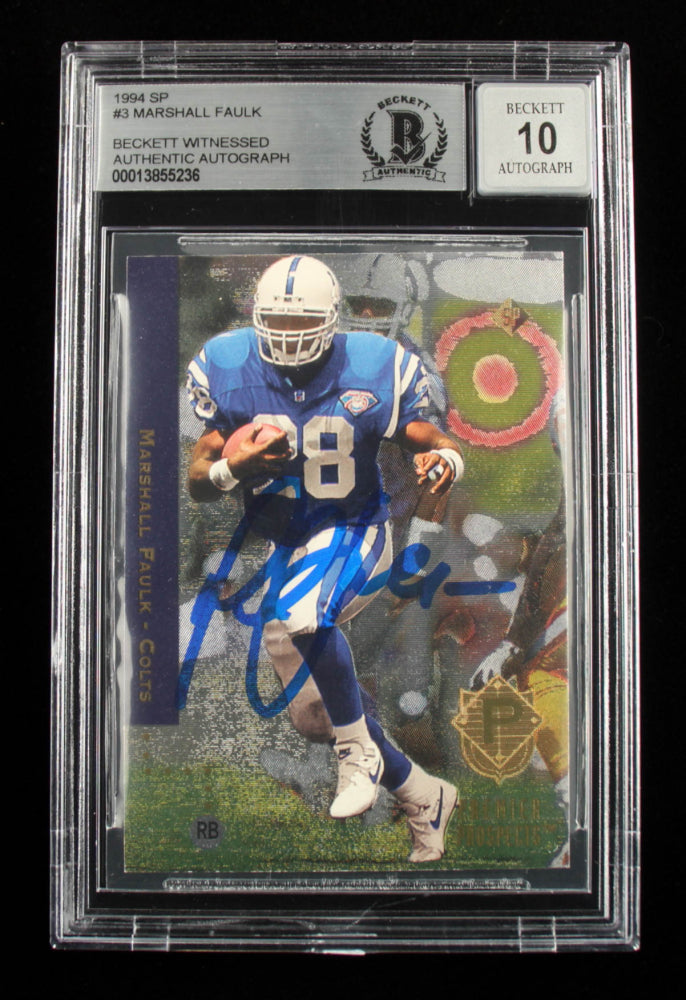 Marshall Faulk Signed 1994 SP #3 - Autograph Graded Beckett (BGS) 10 - Rookie Card