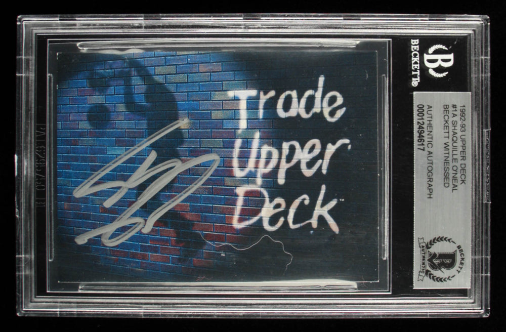 Shaquille O'Neal Signed 1992-93 Upper Deck #1A 1992 NBA Draft Trade Card SP (BGS) - Rookie Card