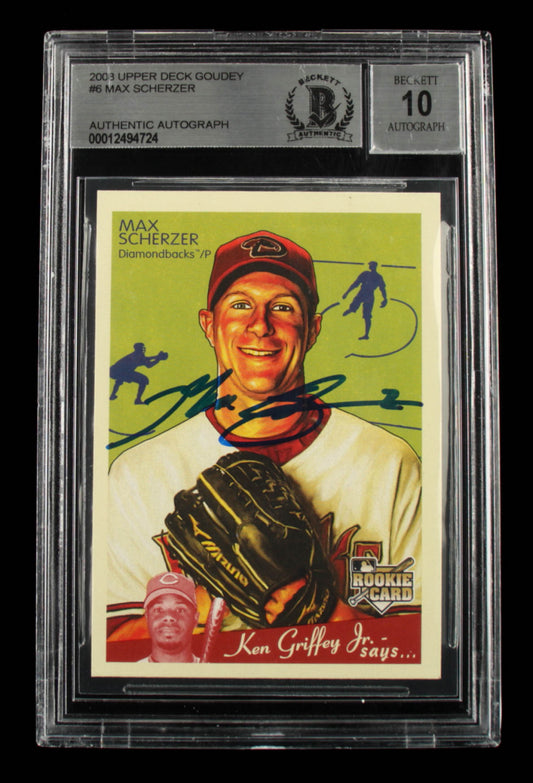 Max Scherzer Signed 2008 Upper Deck Goudey #6 - Autograph Graded Beckett 10 - Rookie Card
