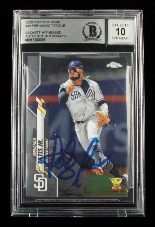 Fernando Tatis Jr. Signed 2020 Topps Chrome #84 - Autograph Graded Beckett 10