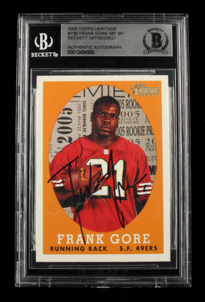 Frank Gore Signed 2005 Topps Heritage #73B 58T SP (BGS) - Rookie Card