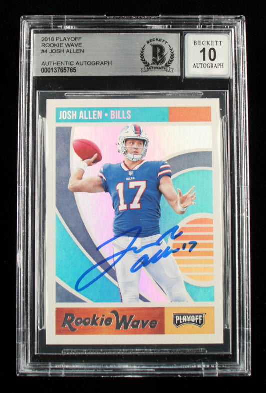 Josh Allen Signed 2018 Playoff Rookie Wave #4 - Autograph Grade Beckett 10 - Rookie Card