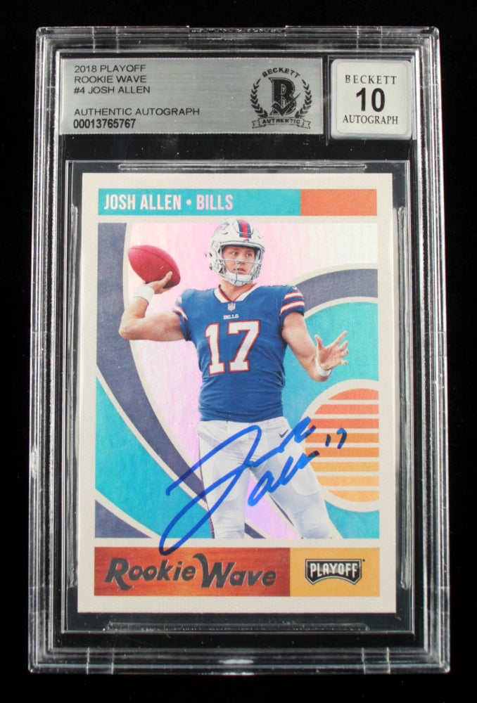 Josh Allen Signed 2018 Playoff Rookie Wave #4 - Autograph Grade Beckett 10 - Rookie Card