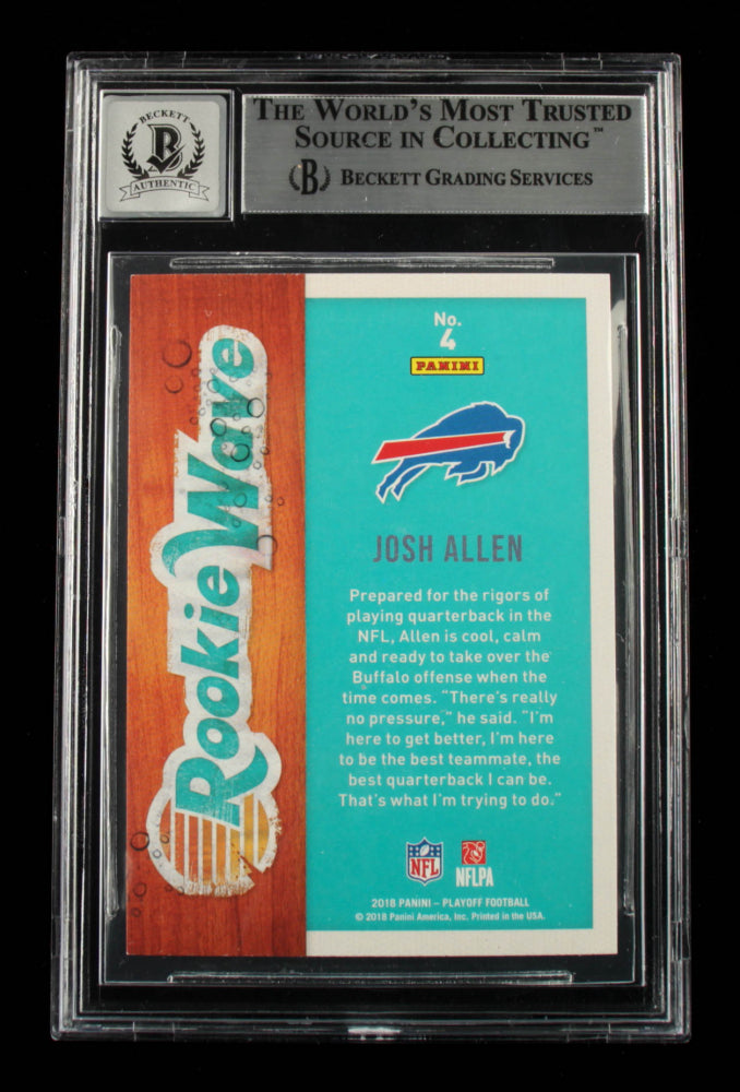 Josh Allen Signed 2018 Playoff Rookie Wave #4 - Autograph Grade Beckett 10 - Rookie Card