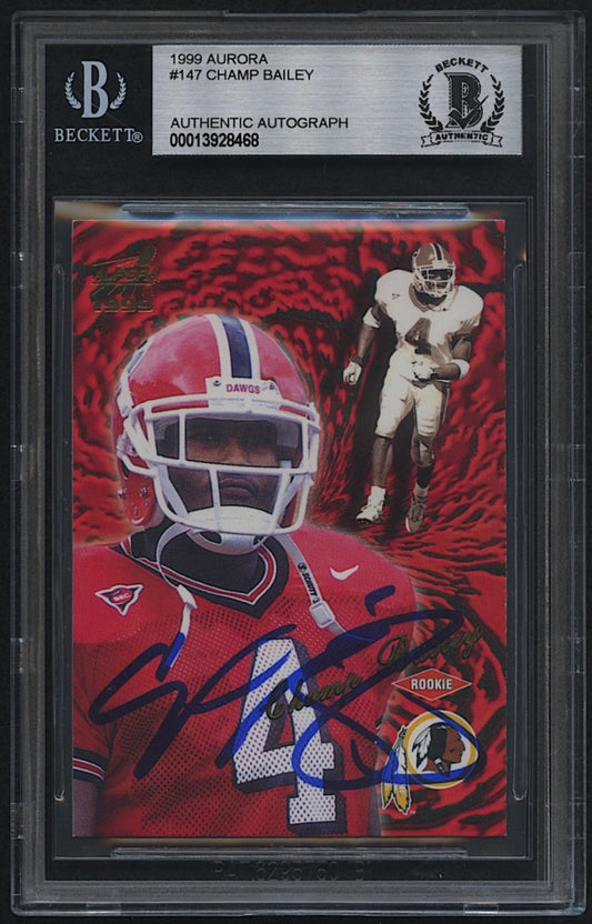 Champ Bailey Signed 1999 Aurora #147 (Beckett) - Rookie Card