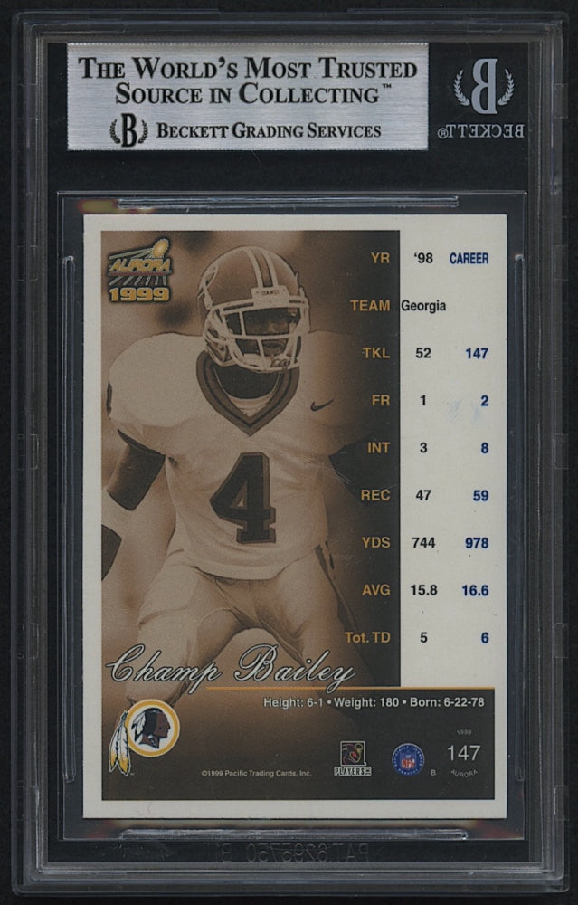 Champ Bailey Signed 1999 Aurora #147 (Beckett) - Rookie Card