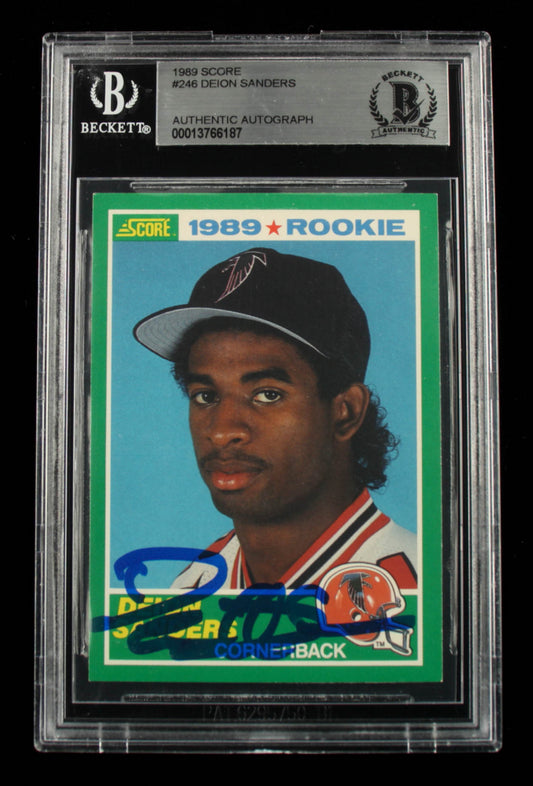Deion Sanders Signed 1989 Score #246 (BGS) - Rookie Card