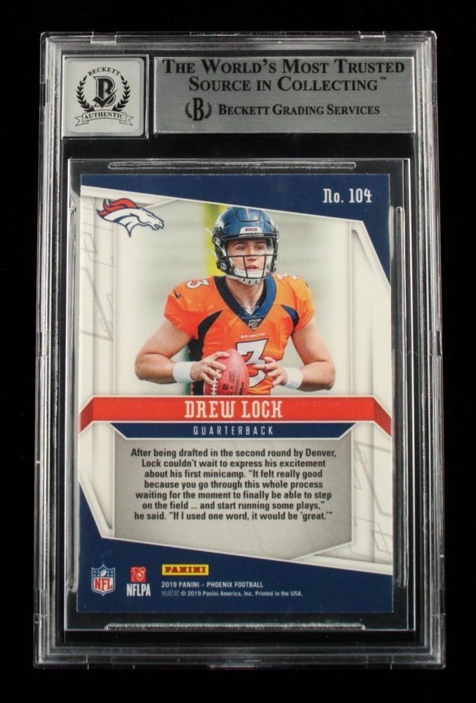 Drew Lock Signed 2019 Panini Phoenix #104 - Autograph Grade Beckett 10 - Rookie Card