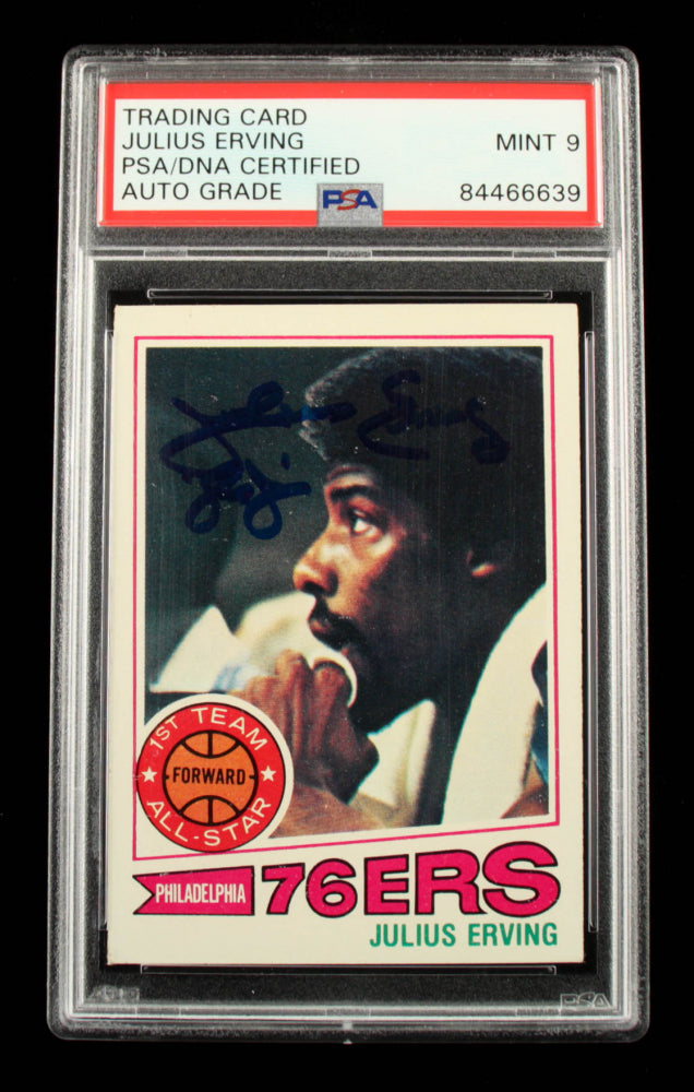 Julius Erving Signed 1977-78 Topps #100 - Autograph Graded PSA 9