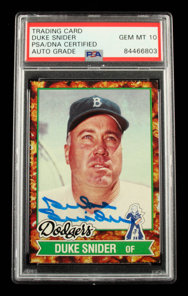 Duke Snider Signed 1982 Cracker Jack #15 - Autograph Graded PSA 10