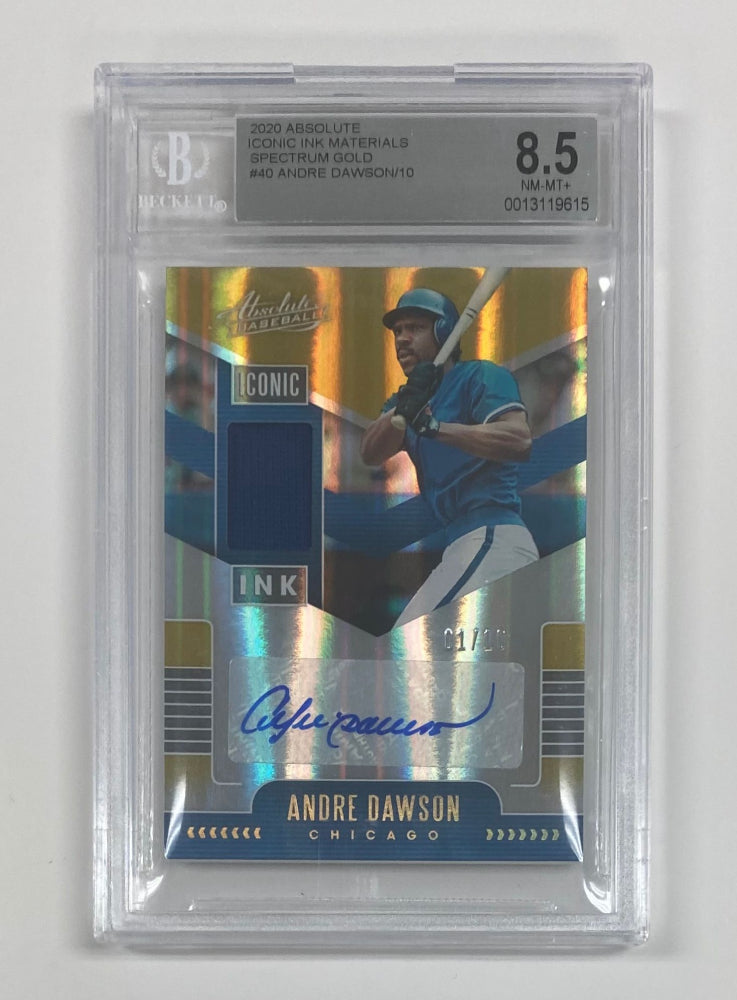 Andre Dawson 2020 Absolute Iconic Ink Materials Spectrum Gold #40 Serially Numbered #01 / 10 (BGS 8.5) - Autograph graded BGS 10