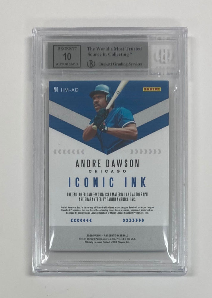 Andre Dawson 2020 Absolute Iconic Ink Materials Spectrum Gold #40 Serially Numbered #01 / 10 (BGS 8.5) - Autograph graded BGS 10