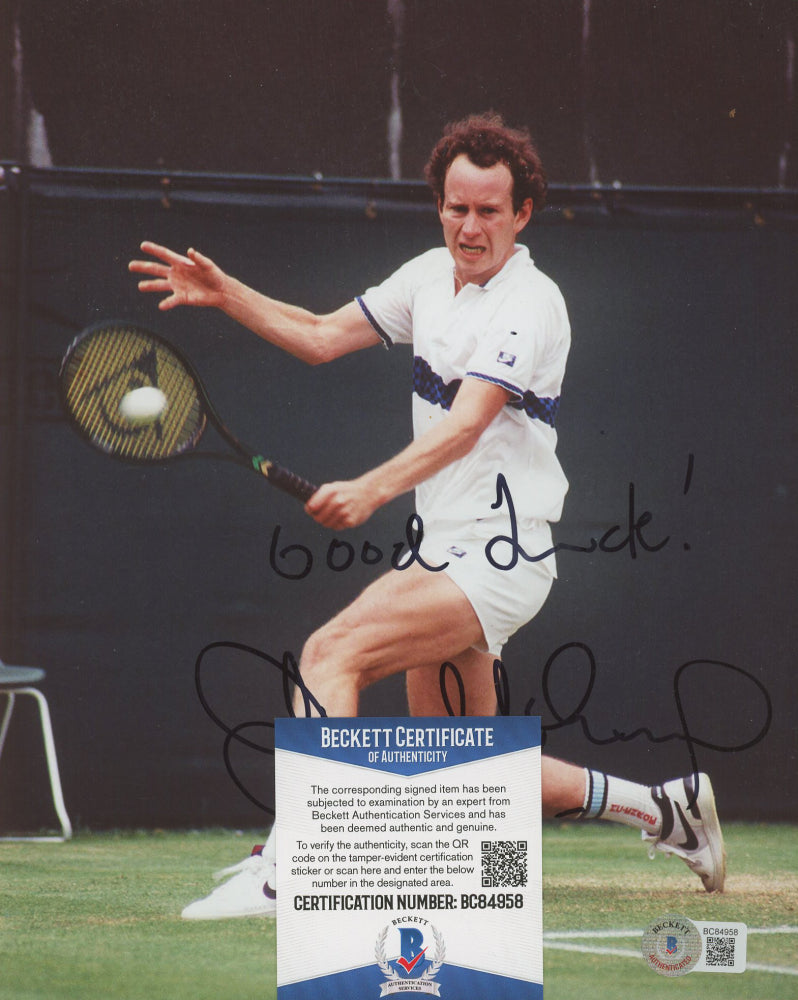 John McEnroe Signed 8x10 Photo Inscribed "Good Luck!" (Beckett)