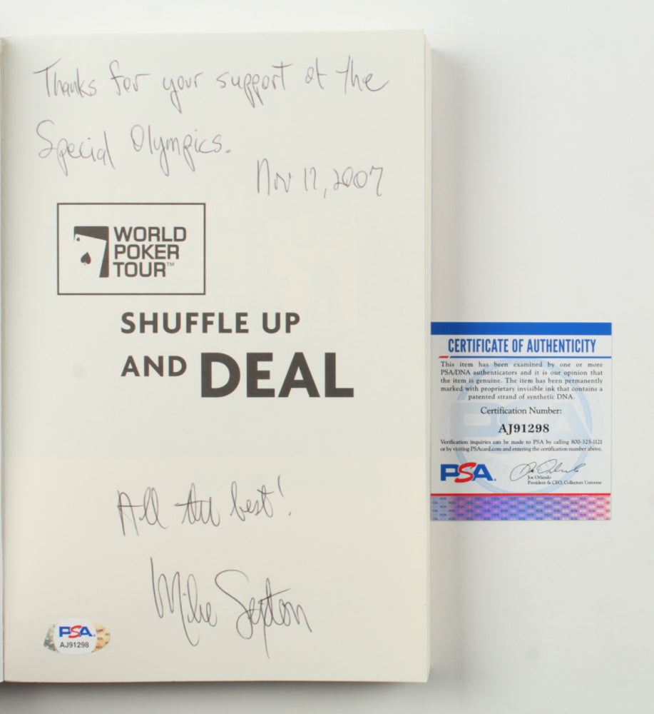 Mike Sexton Signed (PSA) "Shuffle Up And Deal" Softcover Book with Multiple Inscriptions