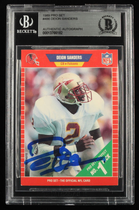 Deion Sanders Signed 1989 Pro Set #486 (BGS) Rookie Card