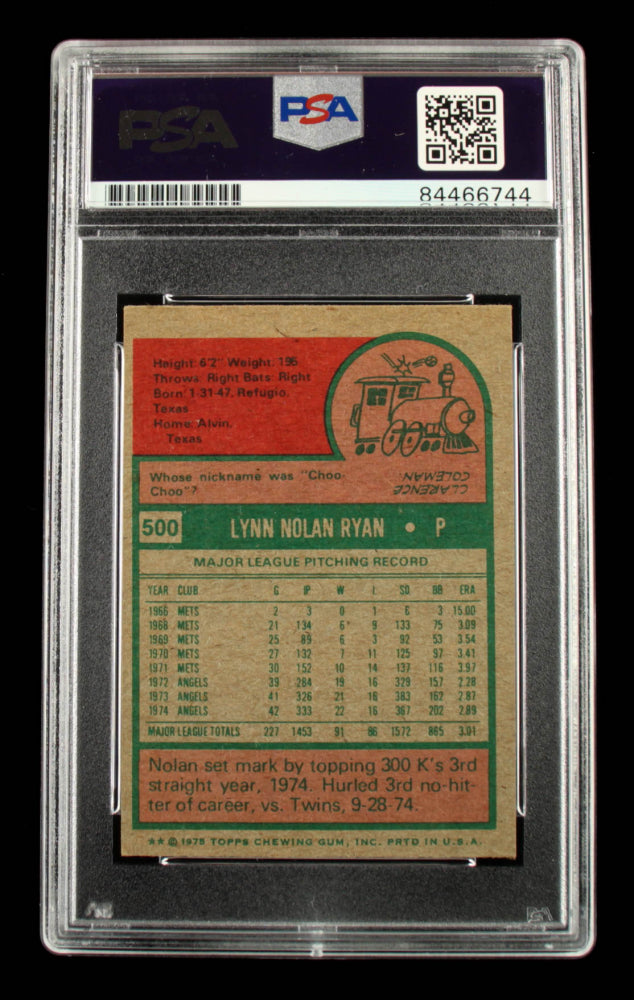 Nolan Ryan Signed 1975 Topps Mini #500 - Autograph Graded PSA 10