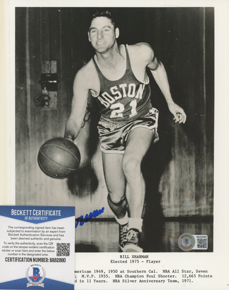 Bill Sharman Signed Celtics 8x10 Photo (Beckett)