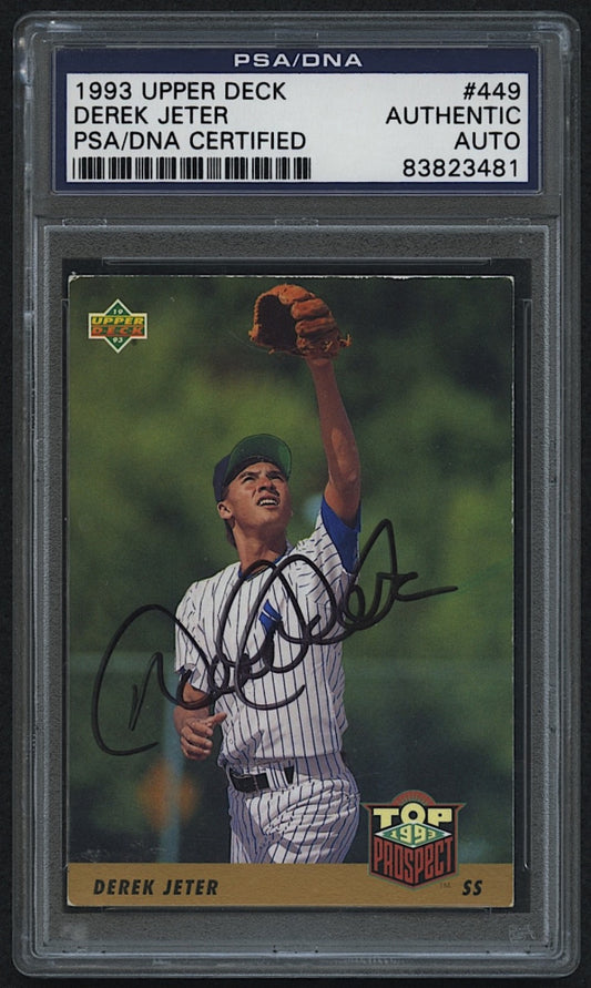 Derek Jeter Signed 1993 Upper Deck  (PSA Encapsulated) Rookie Card